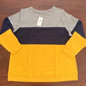 Rosriss NWT | women's long sleeve color block shirt top gold, blue, gray | 20W